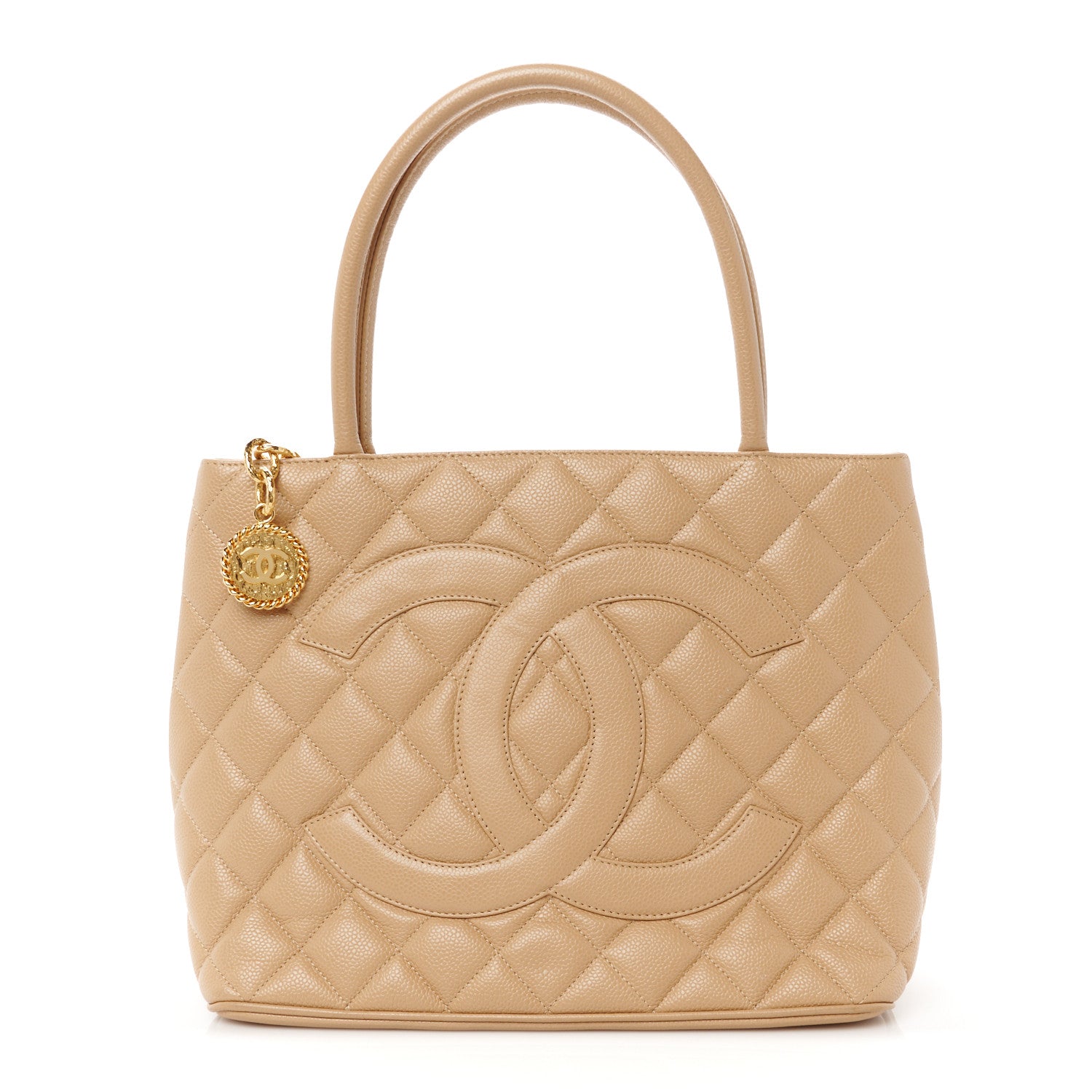 Caviar Quilted Medallion Tote Beige