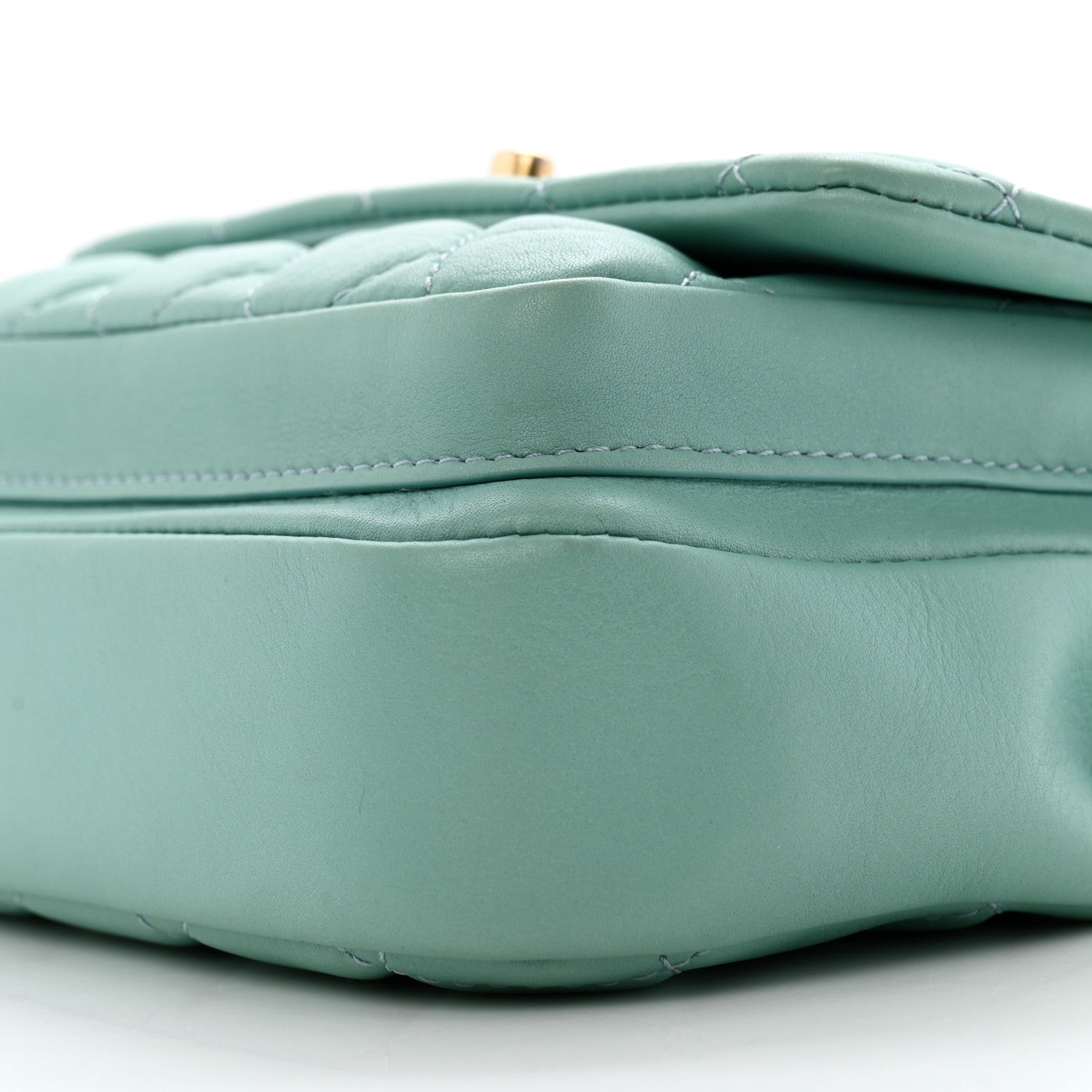 Calfskin Quilted Top Handle Flap Light Blue