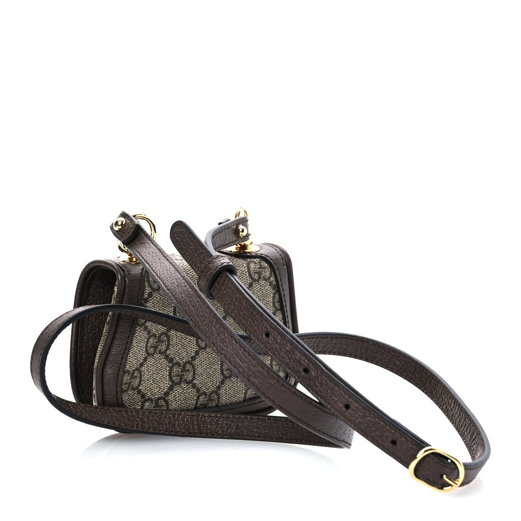 GG Supreme Monogram Textured Dollar Calfskin Blondie  Case Wallet with Strap Beige Ebony New Acero