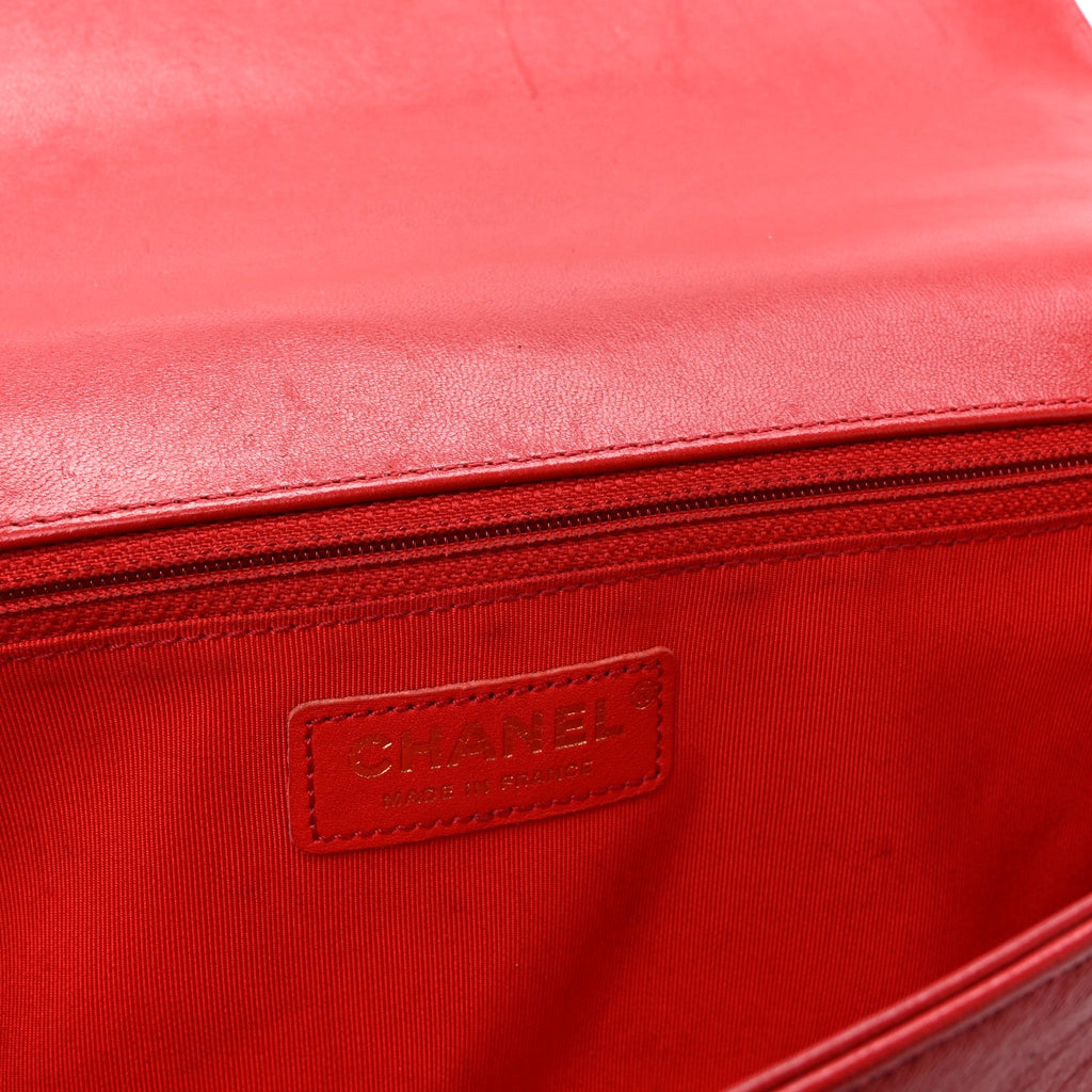 Lambskin Quilted New Medium Boy Flap Red