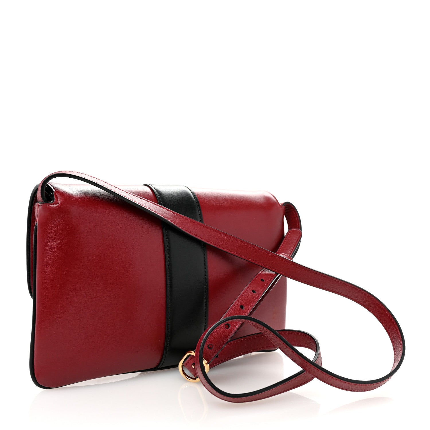 Vitello Palmellato Lux Bi-Color Small Arli Flap Shoulder Bag New Cherry Red Black