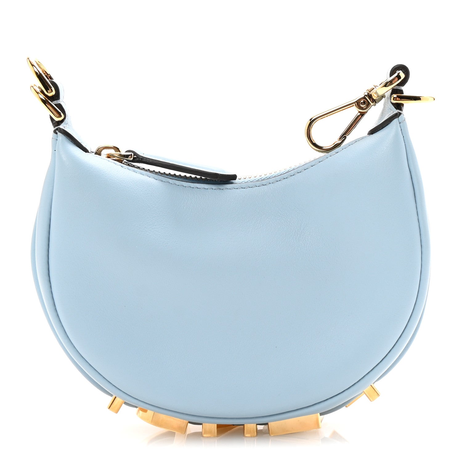 Vitello Grace Matte Nano Fendigraphy Hobo Charm Azzurro Baby