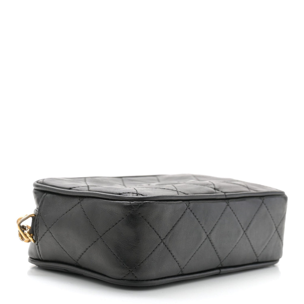 Lambskin Diamond Quilted   Camera Case Black