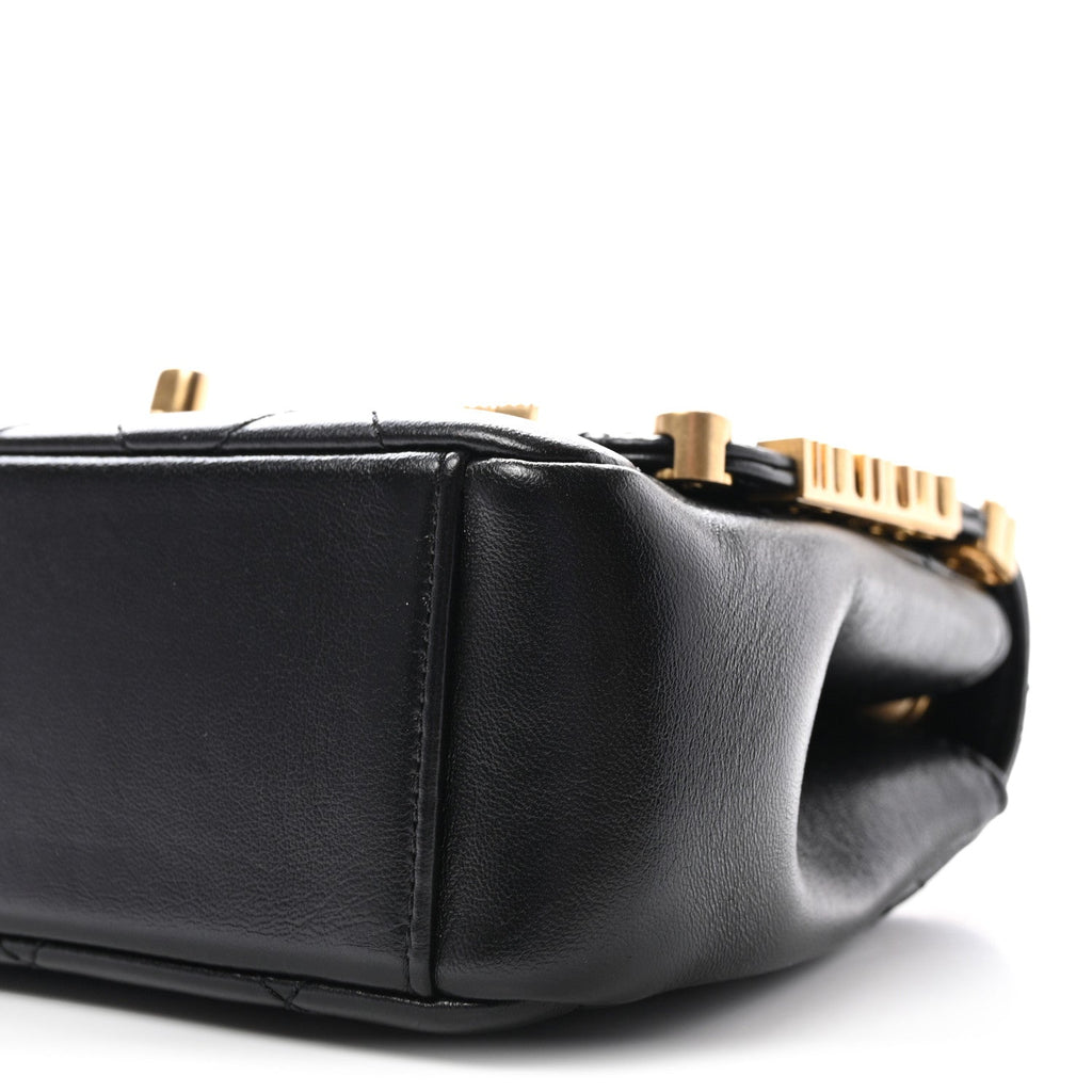 Lambskin Enamel Strass Quilted Mini Paris Monaco Flap Black
