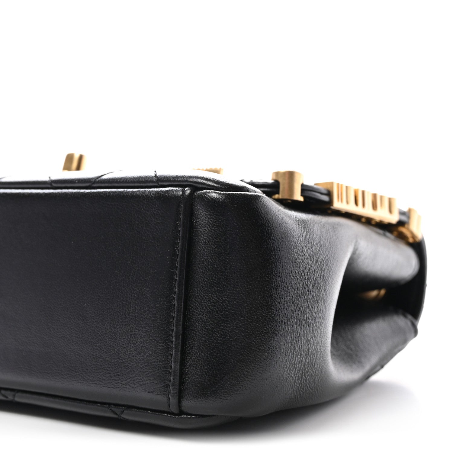 Lambskin Enamel Strass Quilted Mini Paris Monaco Flap Black