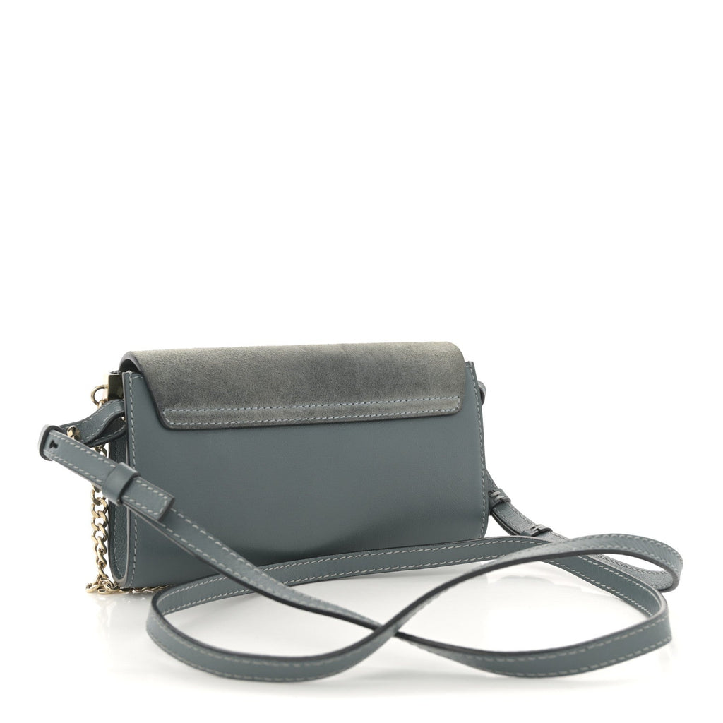 Suede Calfskin Mini Faye Shoulder Bag Cloudy Blue