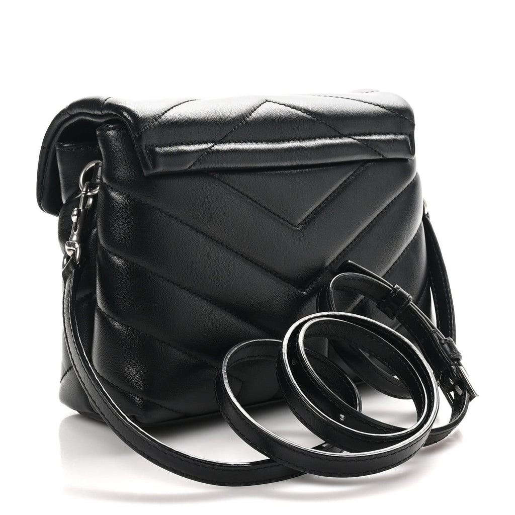 Calfskin Y Quilted Monogram Toy Loulou Crossbody Bag Black