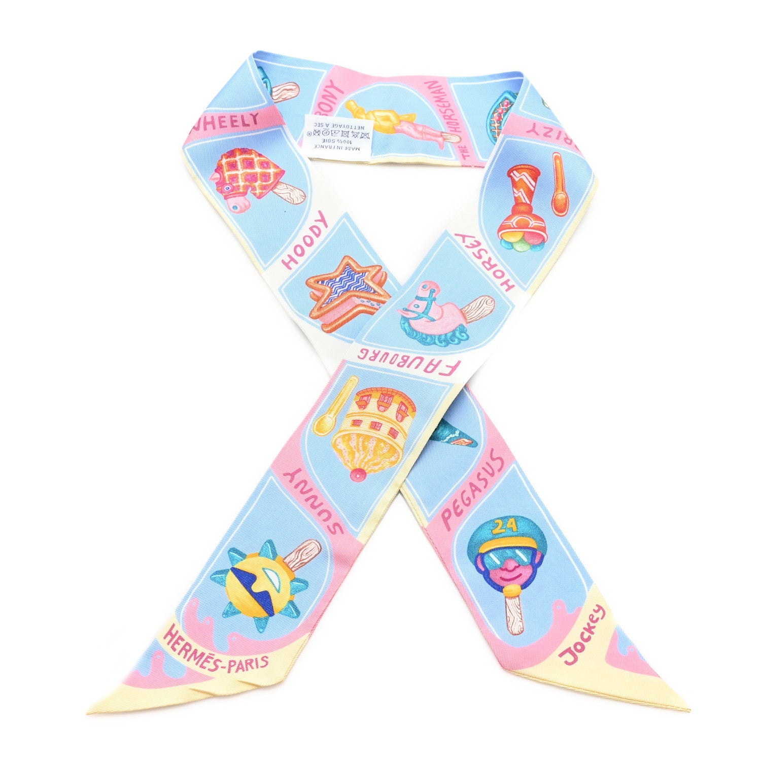 Silk Funny Ice Cream Twilly Bleu Ciel Rose Bonbon