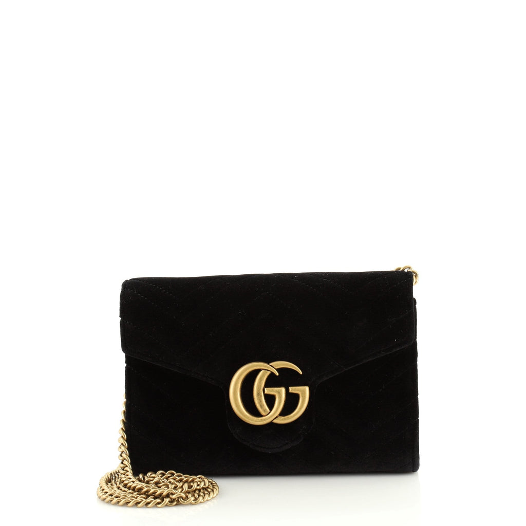 GG Marmont Chain Wallet Matelasse Velvet Mini