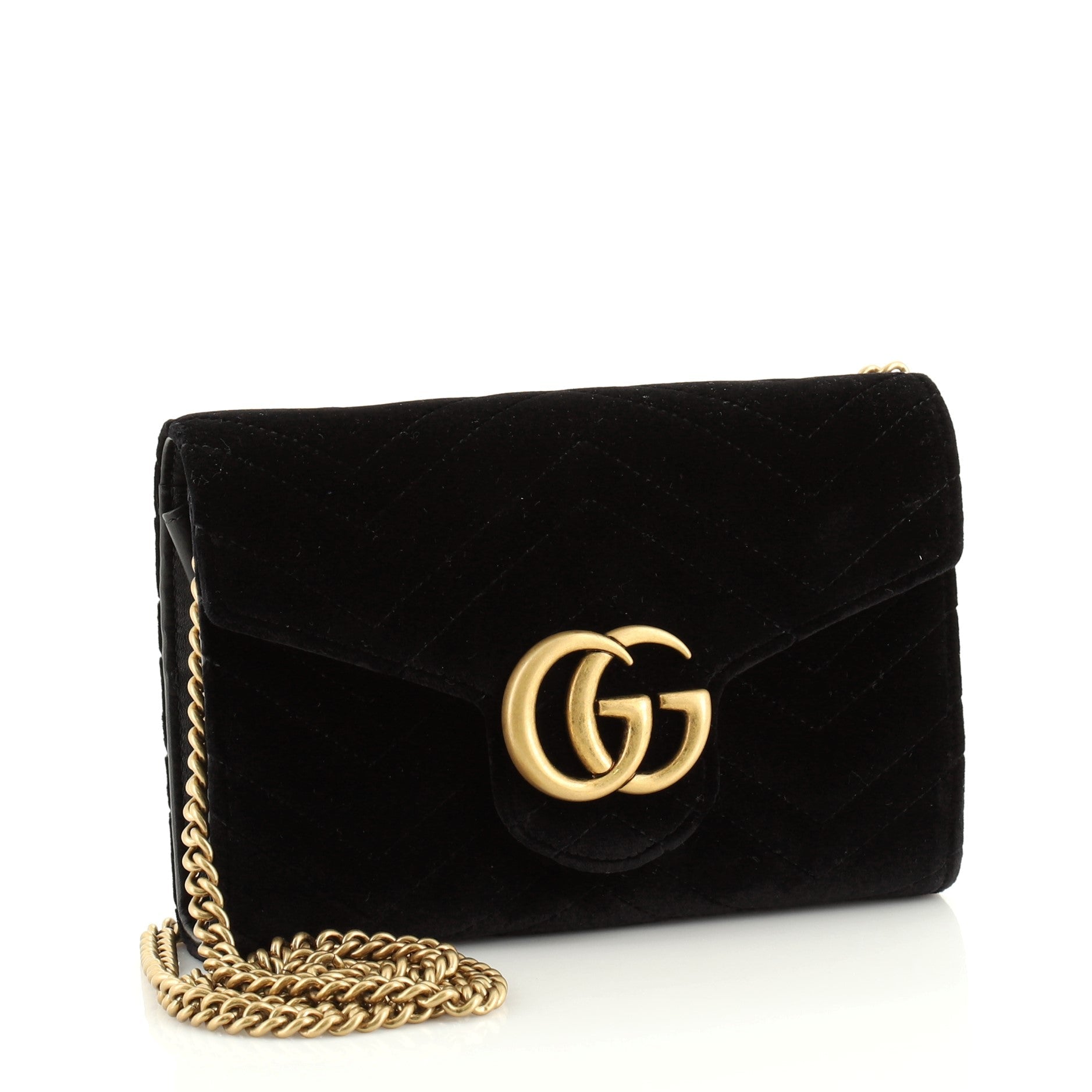GG Marmont Chain Wallet Matelasse Velvet Mini
