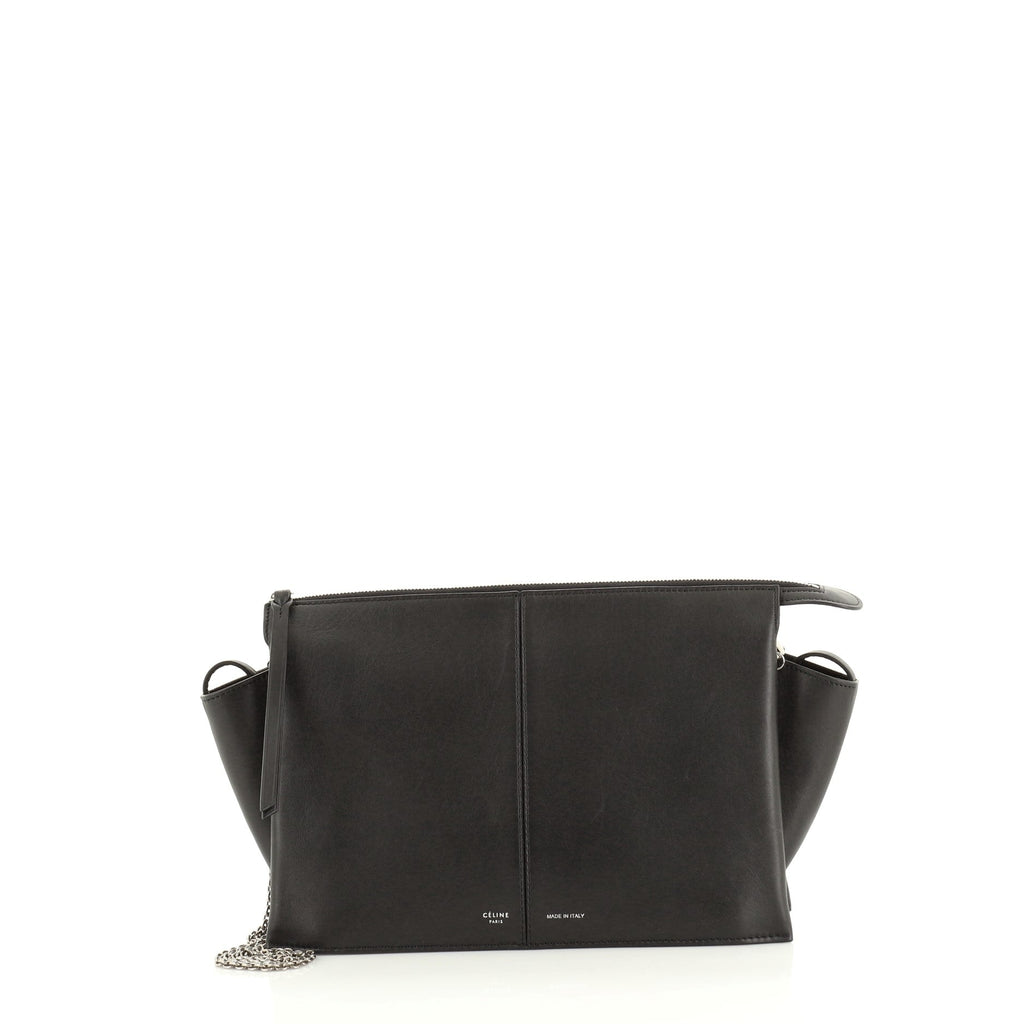 Tri-Fold Clutch on Chain Smooth Leather
