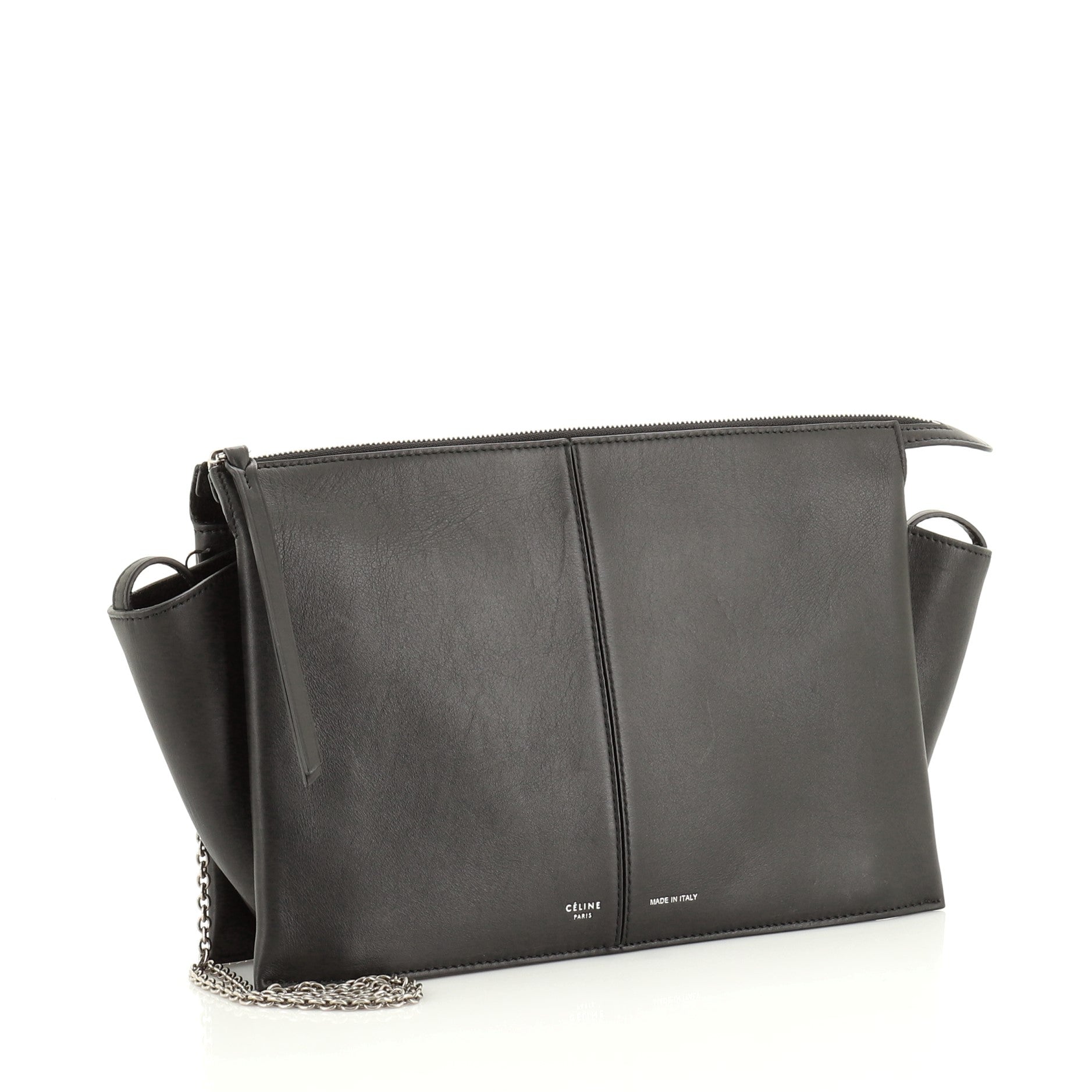 Tri-Fold Clutch on Chain Smooth Leather