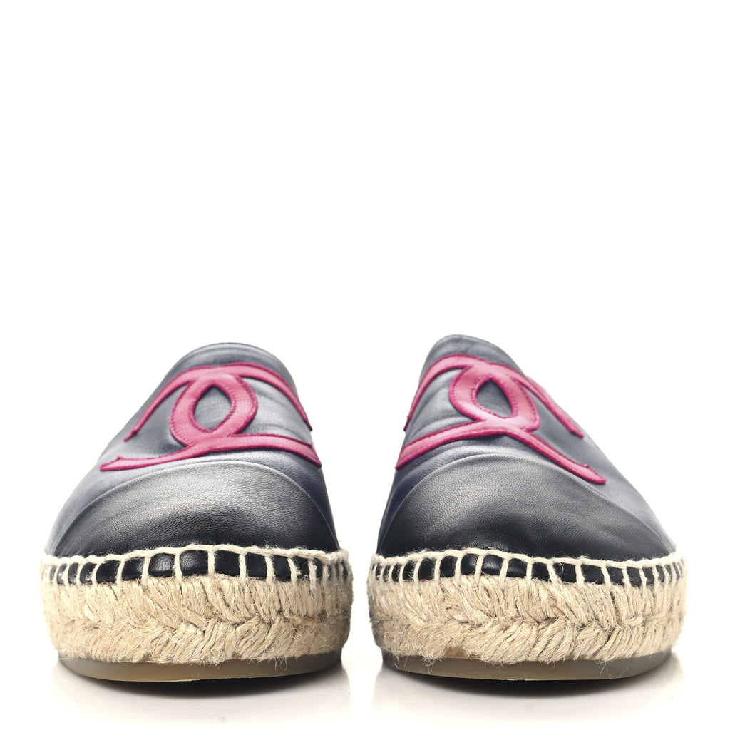 Lambskin CC Espadrilles 38 Navy Fuchsia Black