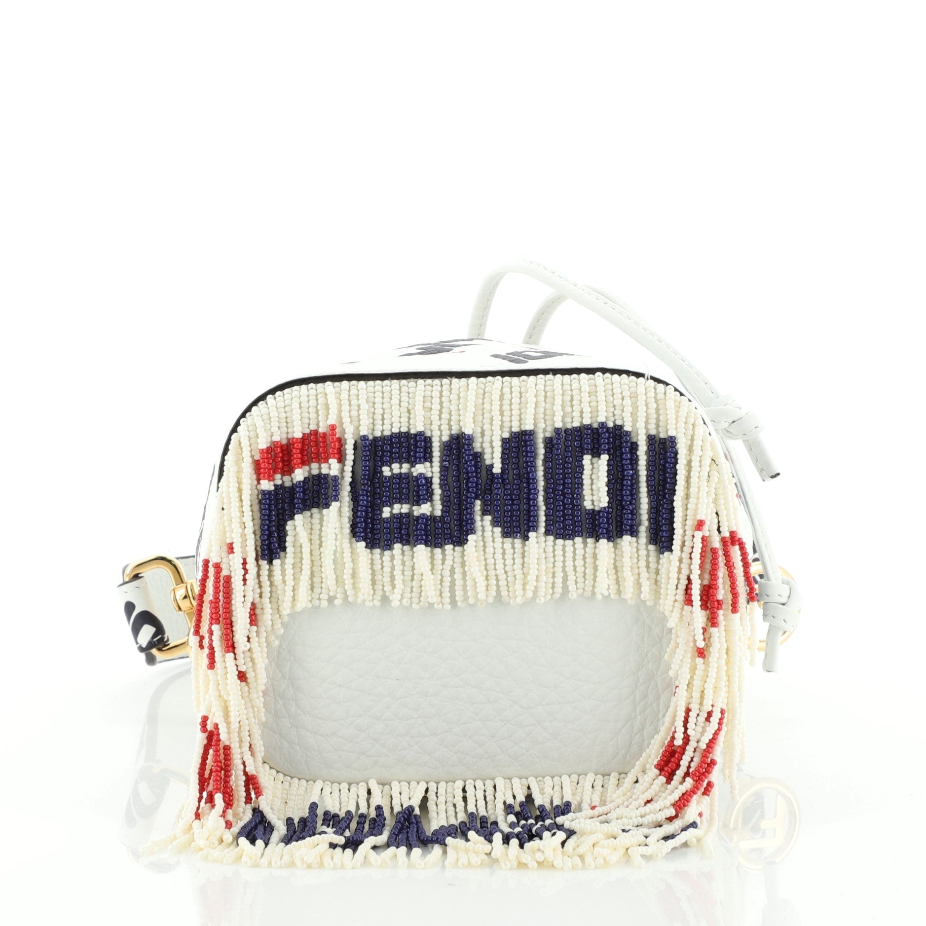 Mania Logo Mon Tresor Bucket Bag Printed Leather with Beaded Fringe Mini