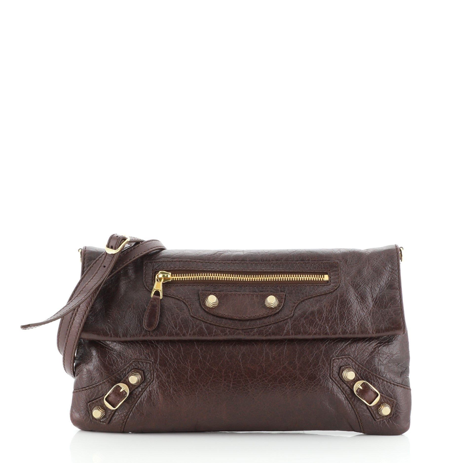 Classic Studs Envelope Strap Clutch Leather