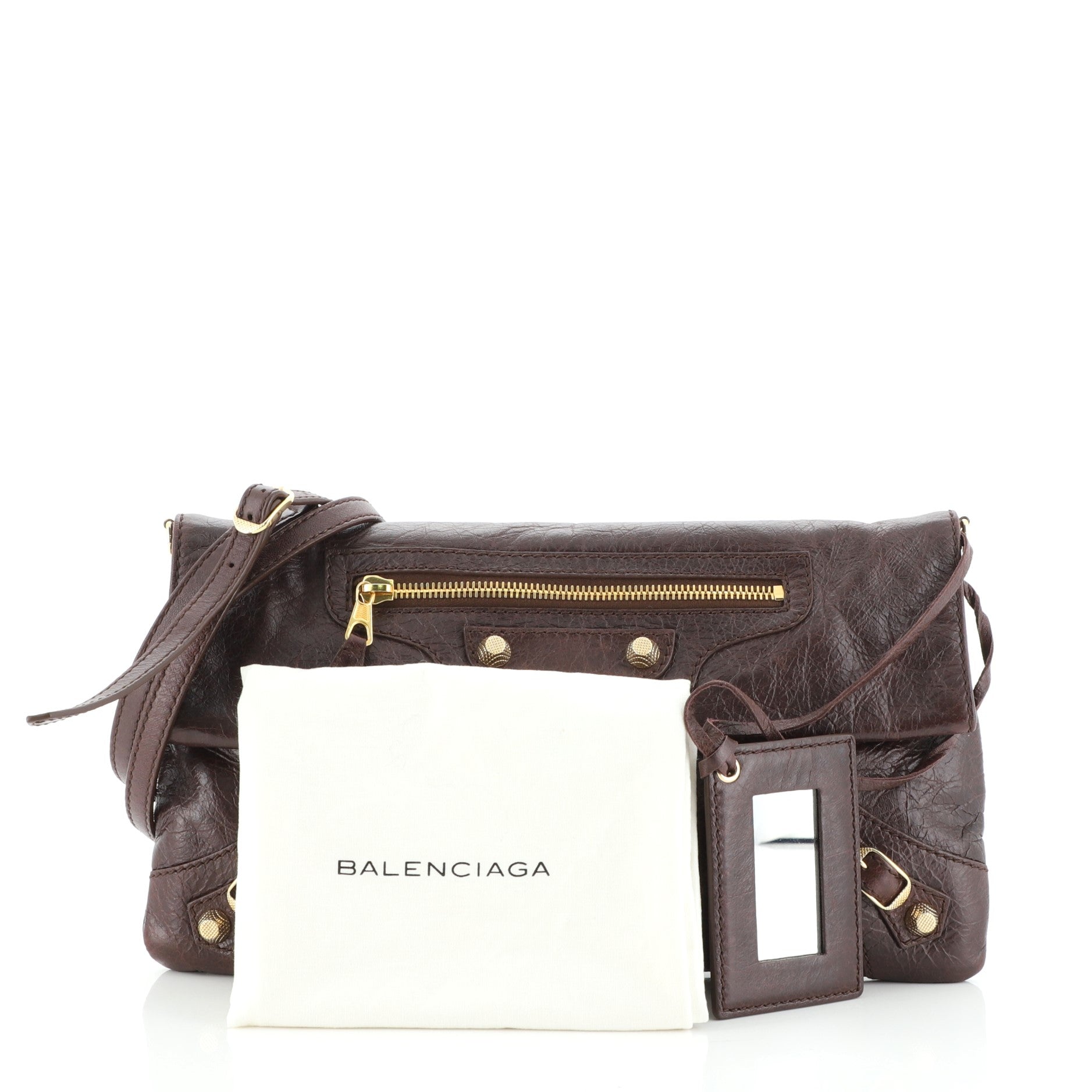 Classic Studs Envelope Strap Clutch Leather