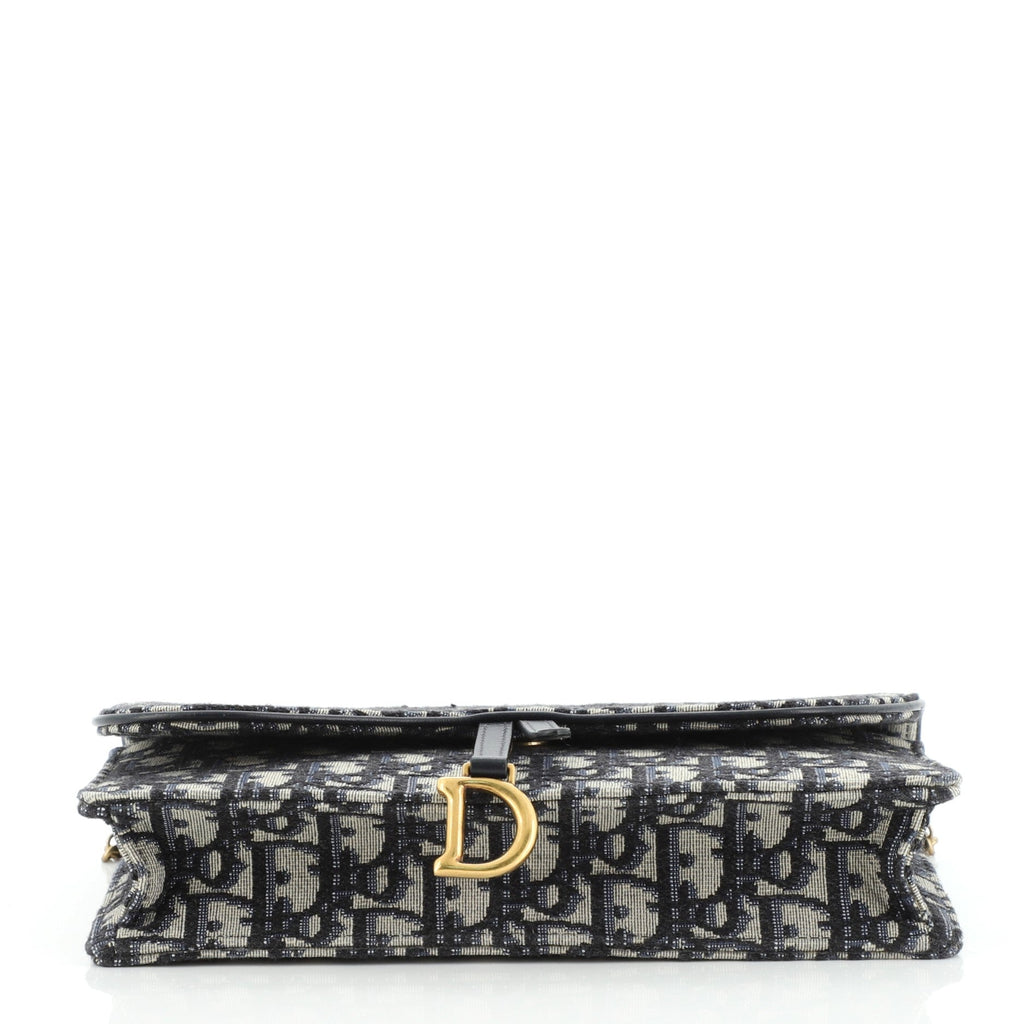 Saddle Chain Clutch Oblique Canvas