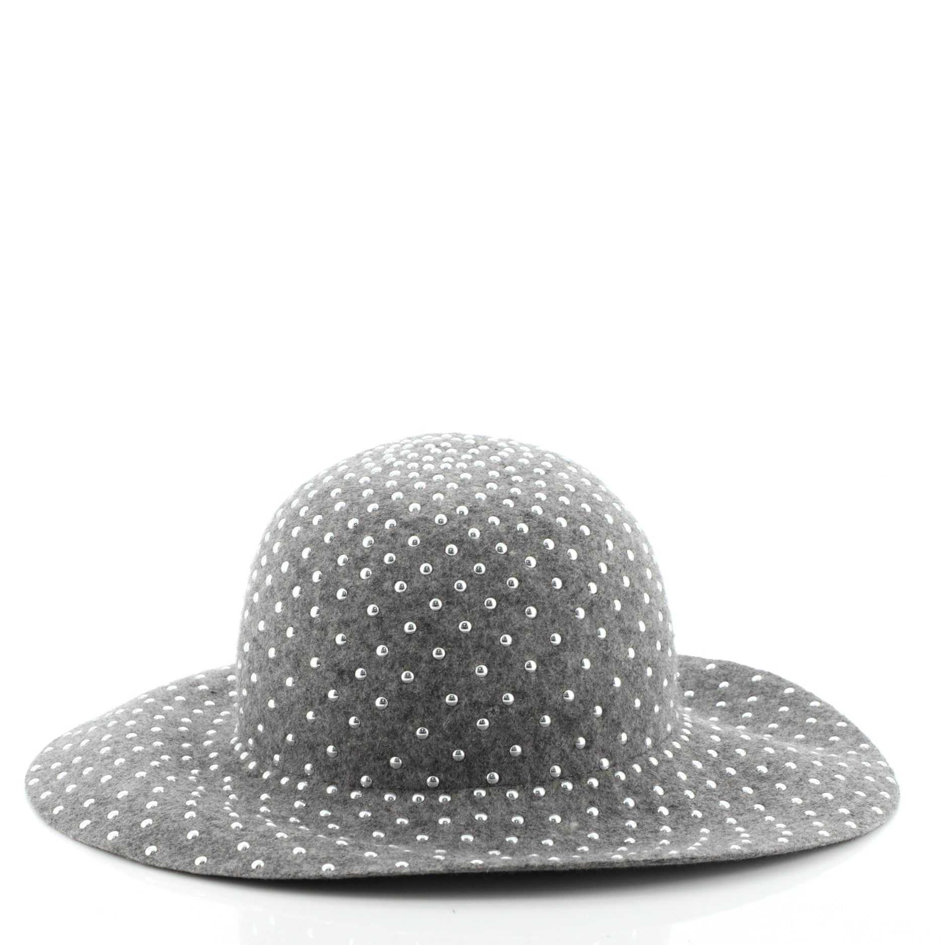 Wide-Brim Hat Studded Wool Felt Small