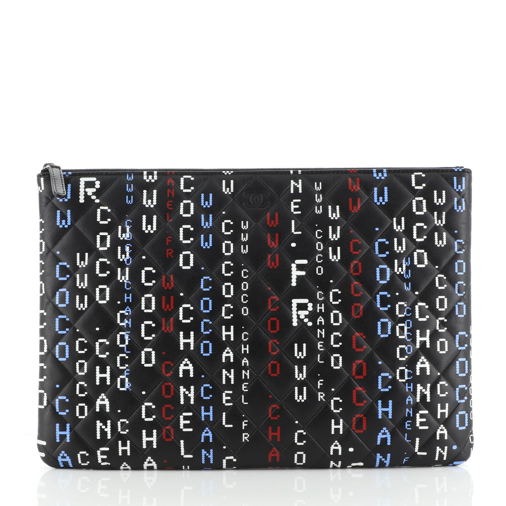 Data Center O Case Clutch Quilted Printed Lambskin Large