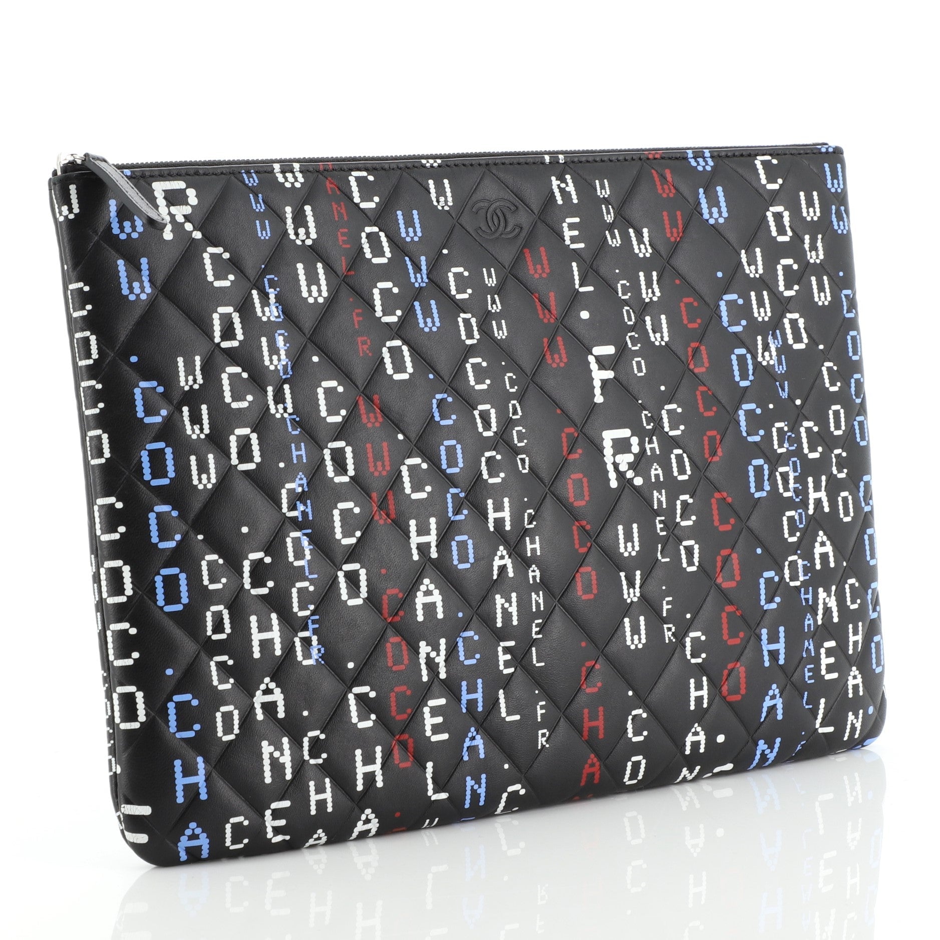 Data Center O Case Clutch Quilted Printed Lambskin Large