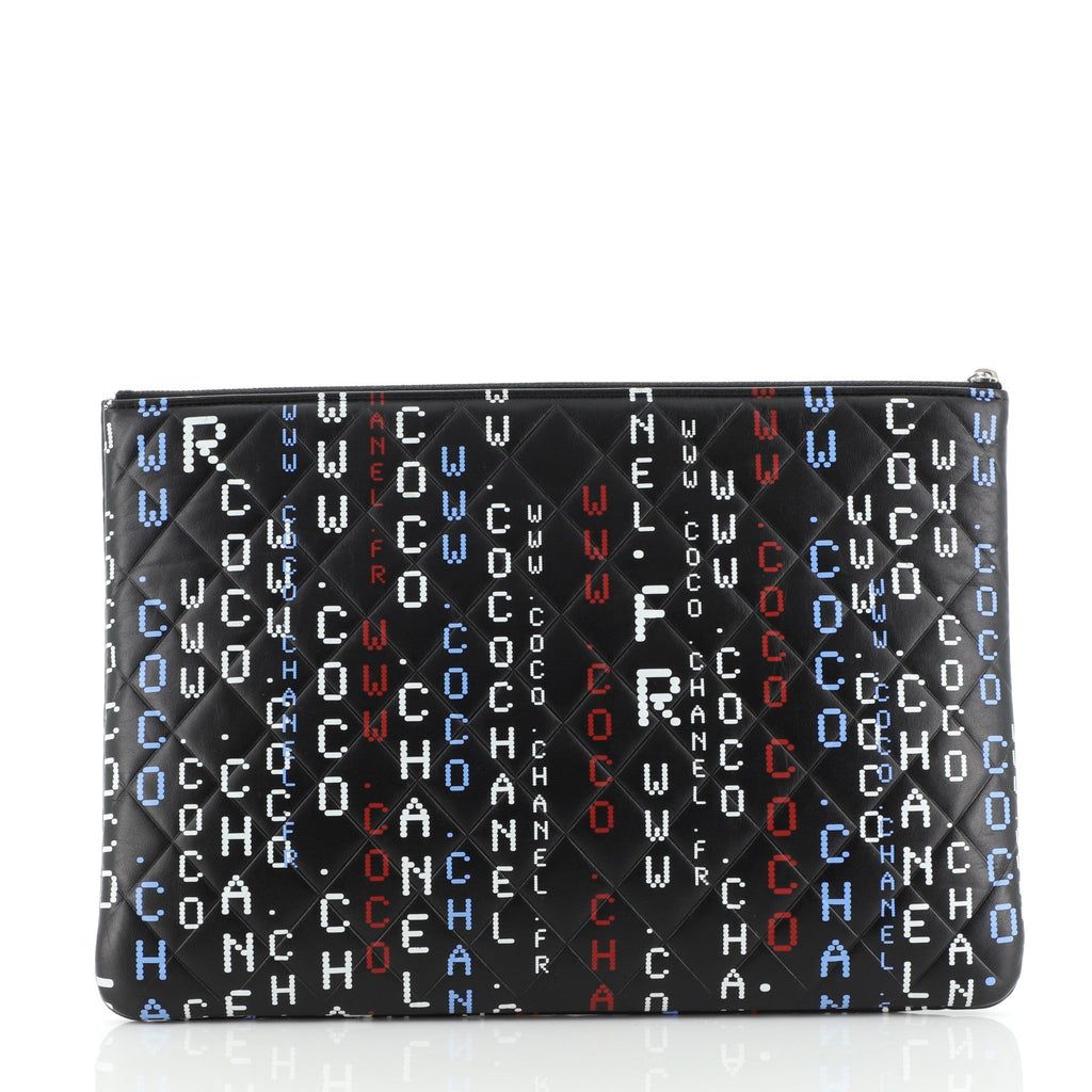 Data Center O Case Clutch Quilted Printed Lambskin Large