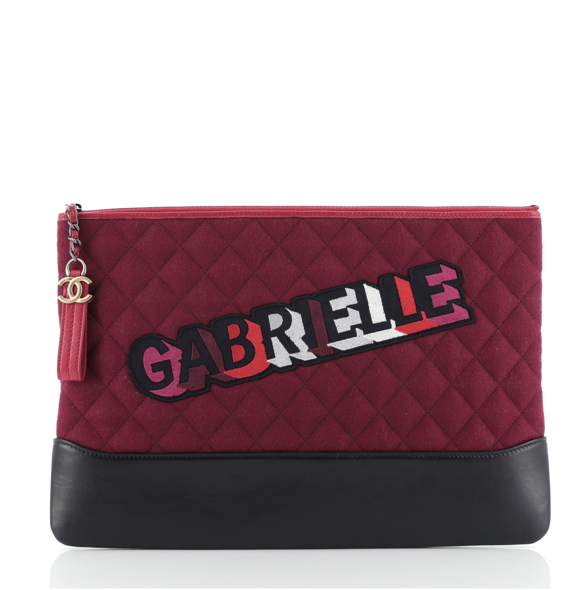Gabrielle O Case Clutch Quilted Felt and Calfskin Large
