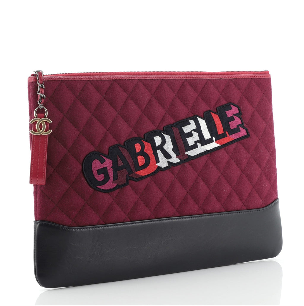 Gabrielle O Case Clutch Quilted Felt and Calfskin Large