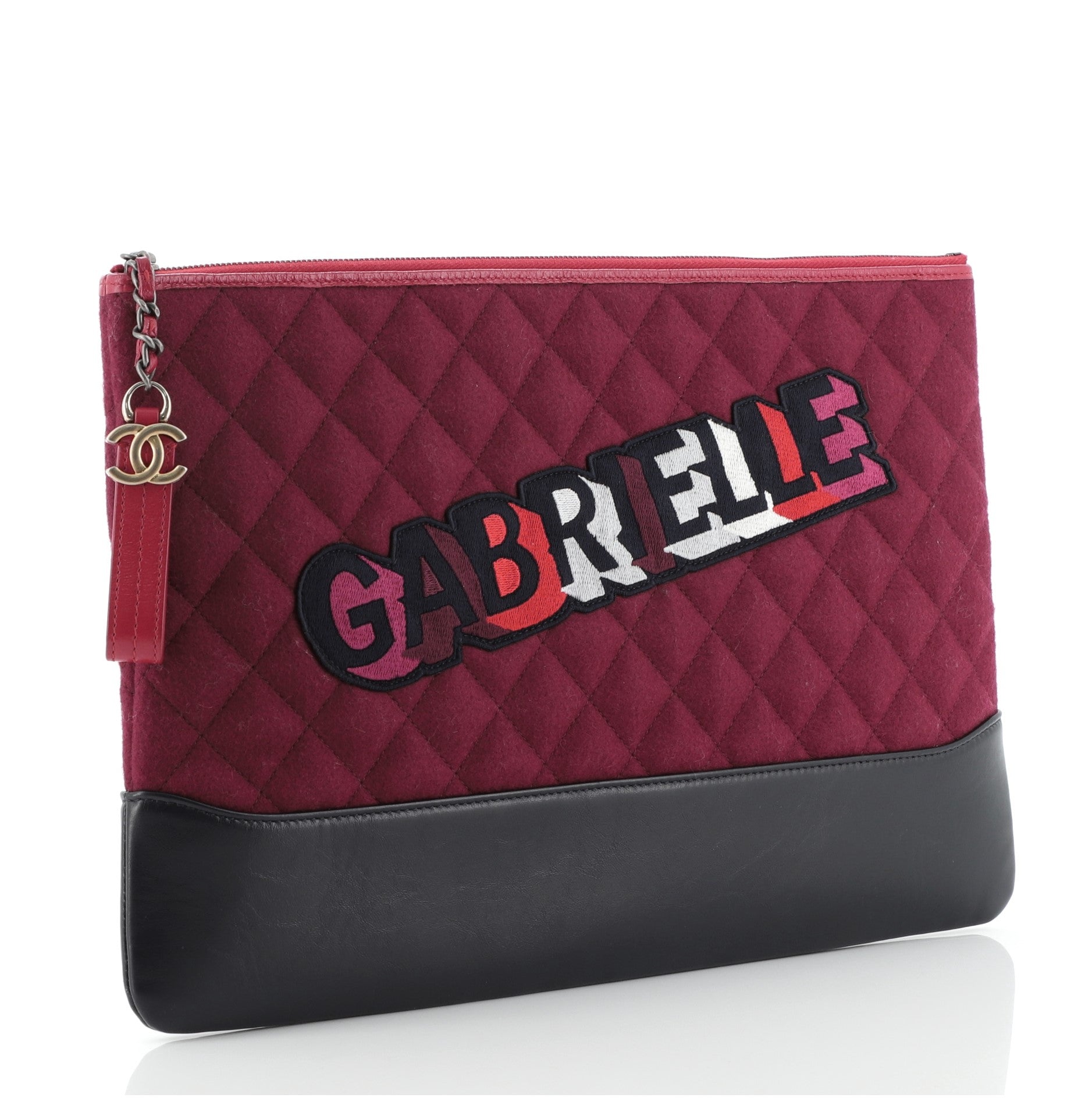Gabrielle O Case Clutch Quilted Felt and Calfskin Large