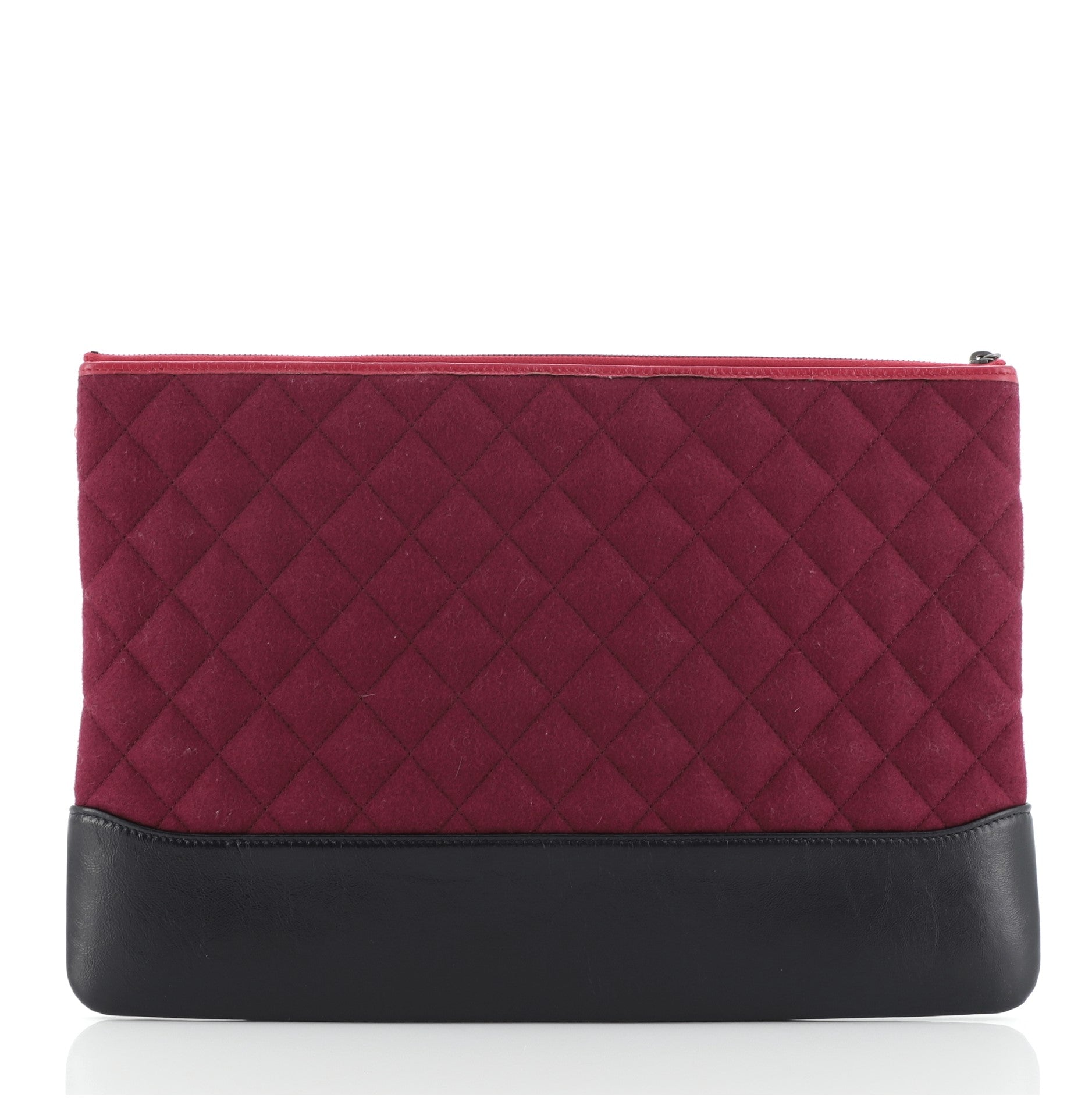 Gabrielle O Case Clutch Quilted Felt and Calfskin Large