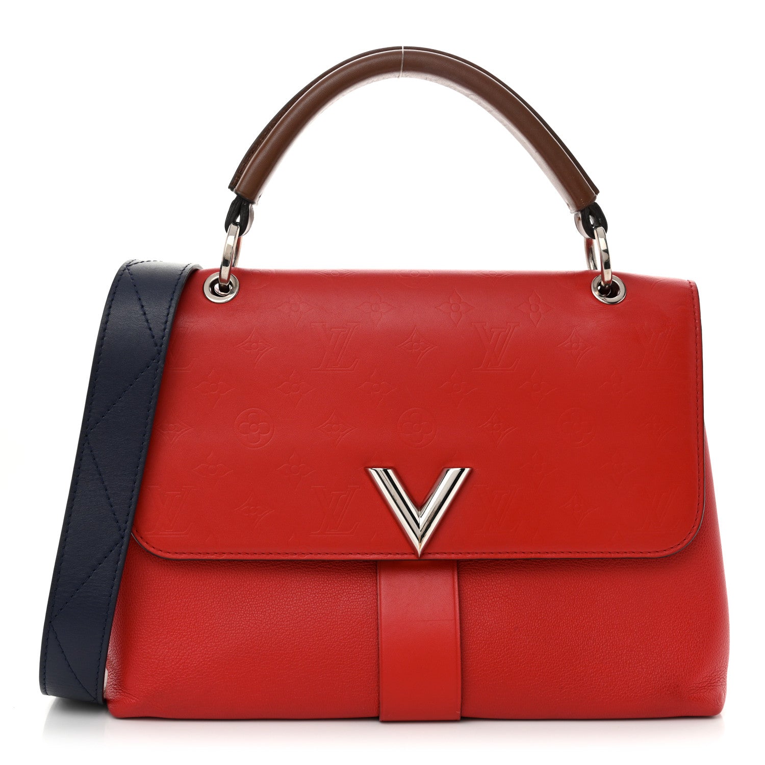 Monogram Cuir Plume Ecume Very Handle Shoulder Bag Rouge Rubis Noisette