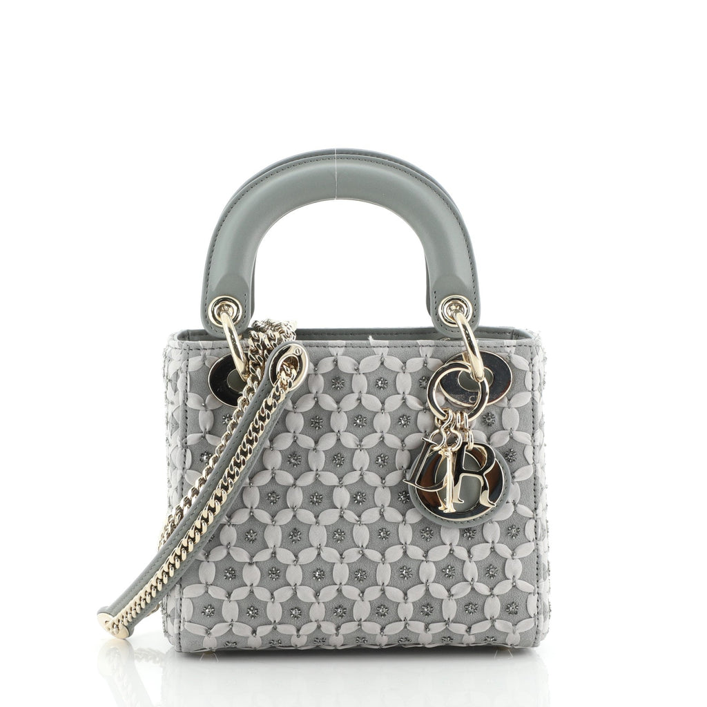 Lady Dior Chain Bag Embroidered and Beaded Suede Mini