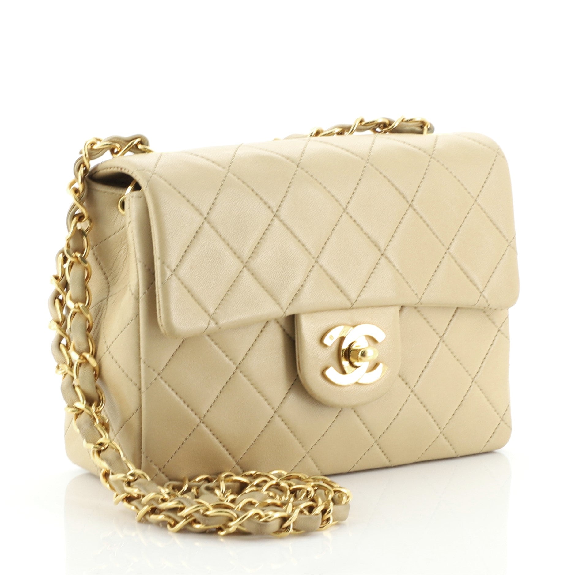 Vintage Square Classic Single Flap Bag Quilted Lambskin Mini