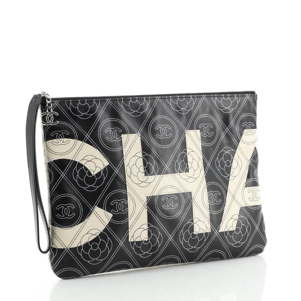 Camellia Logo Wristlet Clutch Printed Coated Canvas Medium