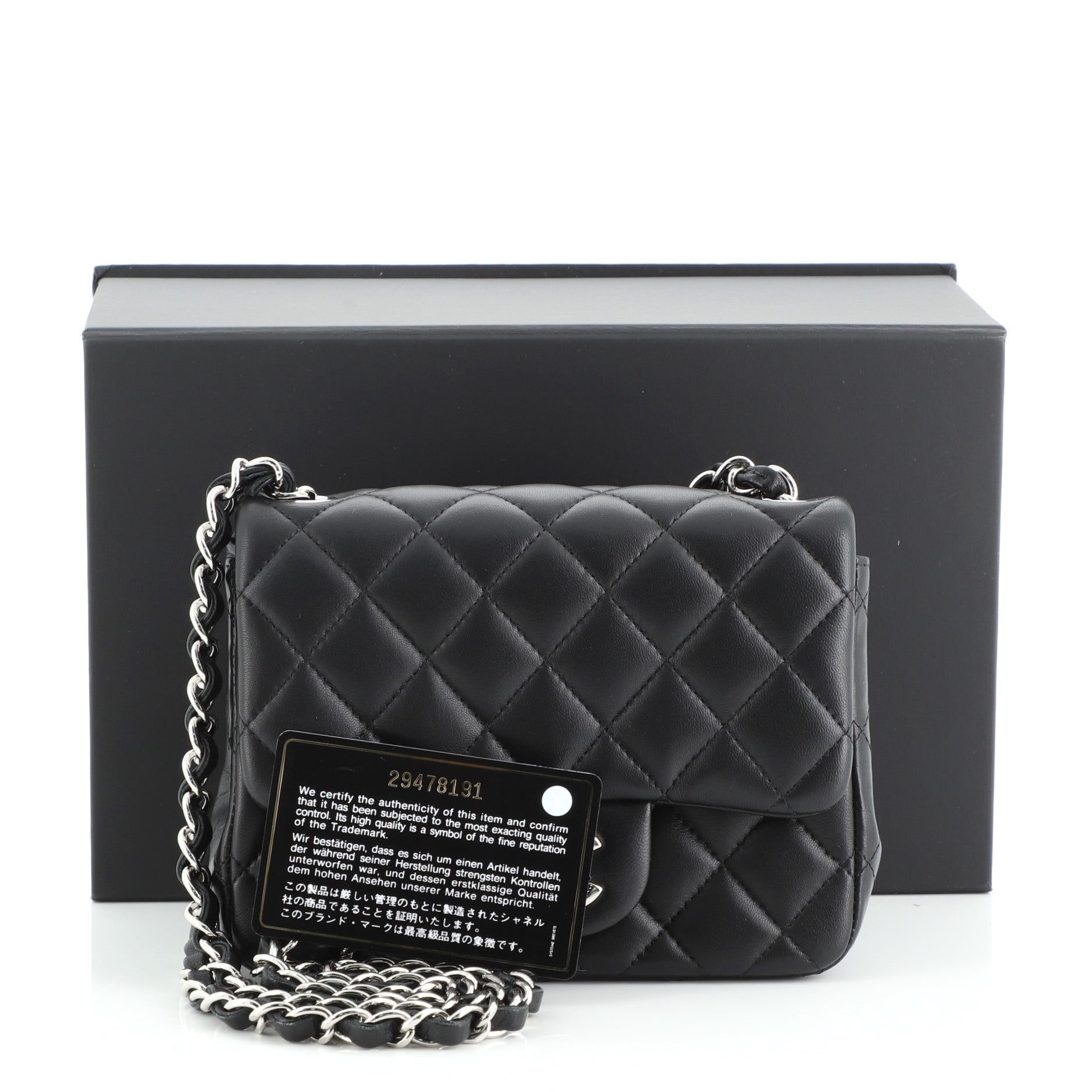 Square Classic Single Flap Bag Quilted Lambskin Mini