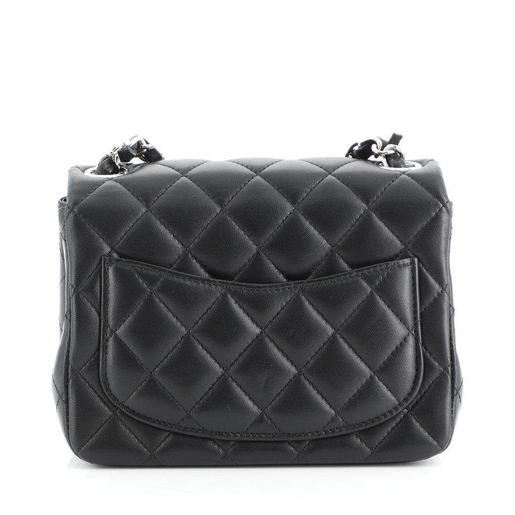 Square Classic Single Flap Bag Quilted Lambskin Mini