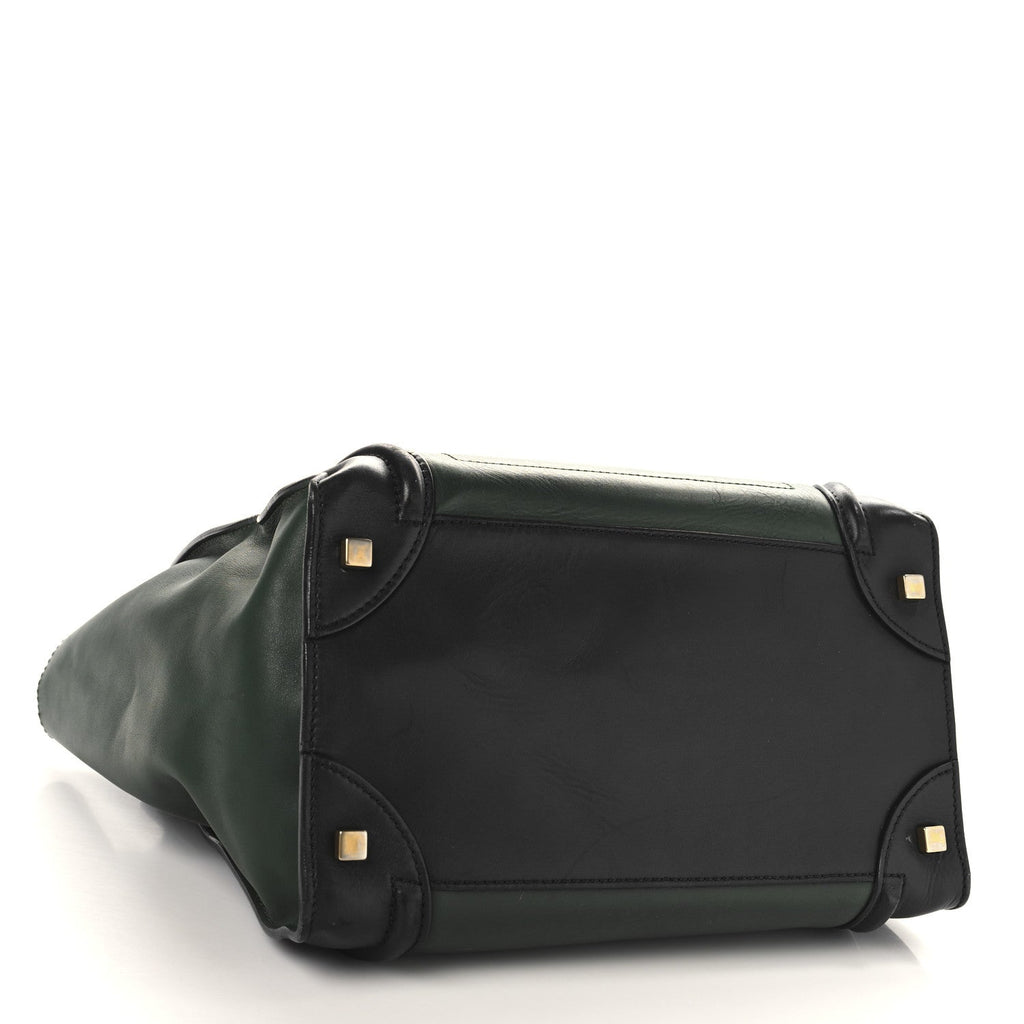 Smooth Calfskin Mini Bi-Color Luggage Forest Black