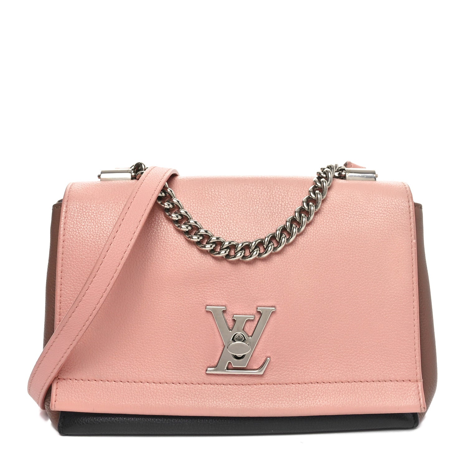 Soft Calfskin Lockme II Chain Bag BB Rose Poudre
