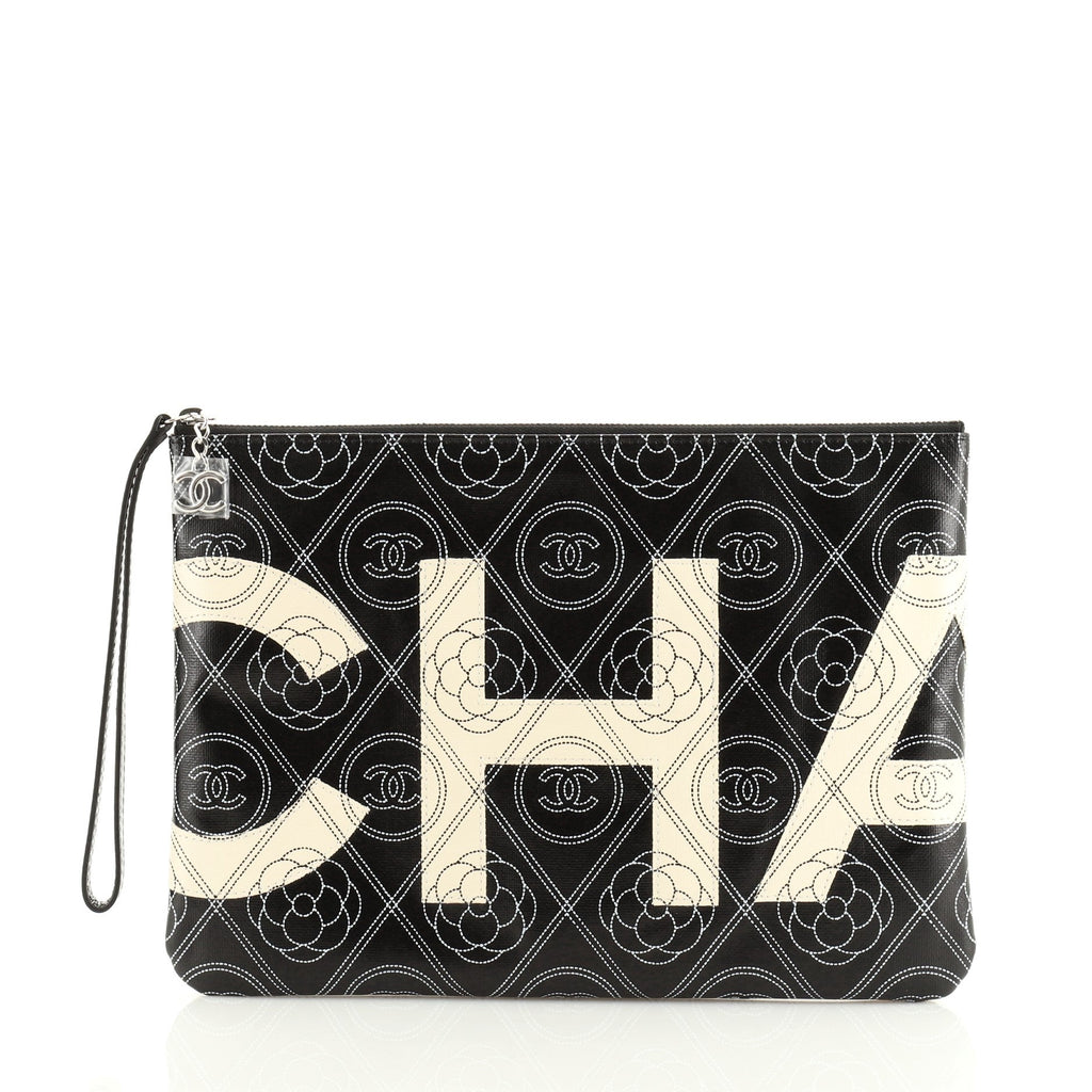 Camellia Logo Wristlet Clutch Printed Coated Canvas Medium
