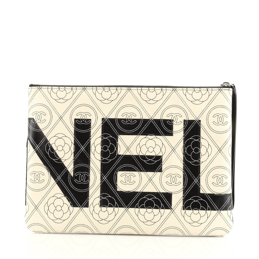 Camellia Logo Wristlet Clutch Printed Coated Canvas Medium