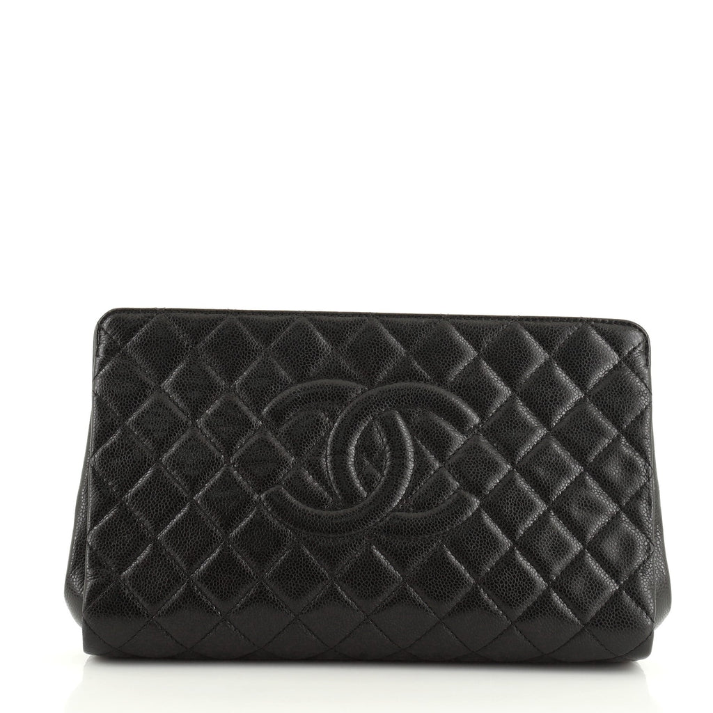 Timeless CC Clutch Quilted Caviar Large