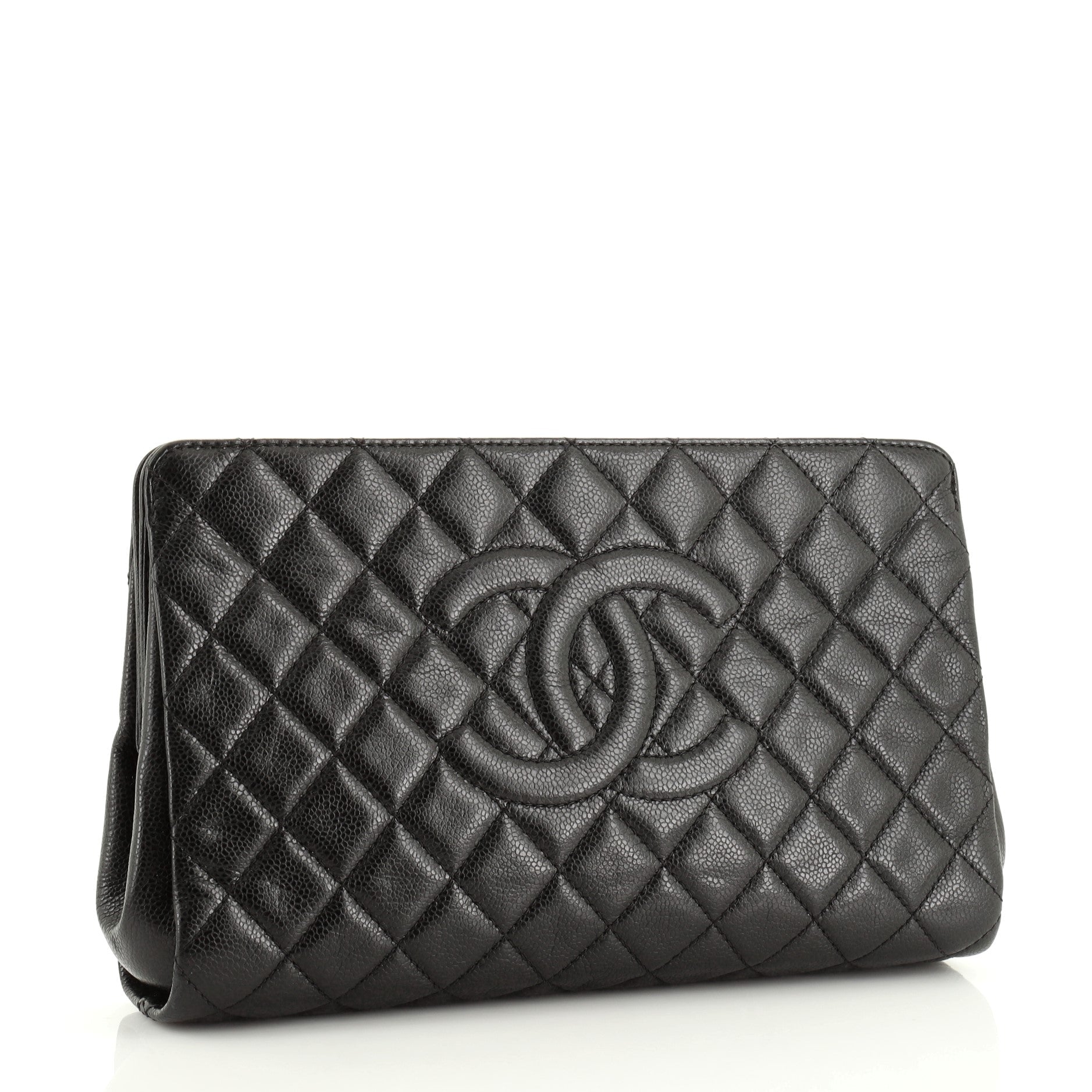 Timeless CC Clutch Quilted Caviar Large