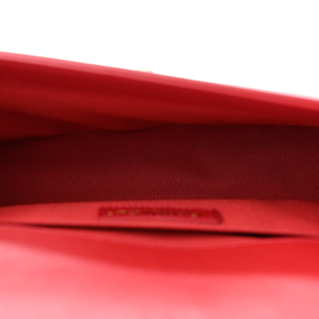 Calfskin Medium Boy Logo Top Handle Flap Red