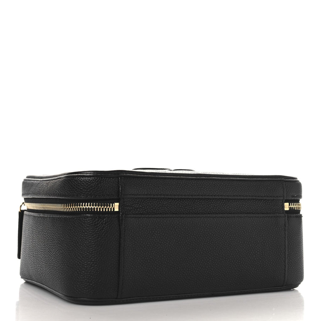 Caviar Quilted Large CC Filigree Vanity Case Black