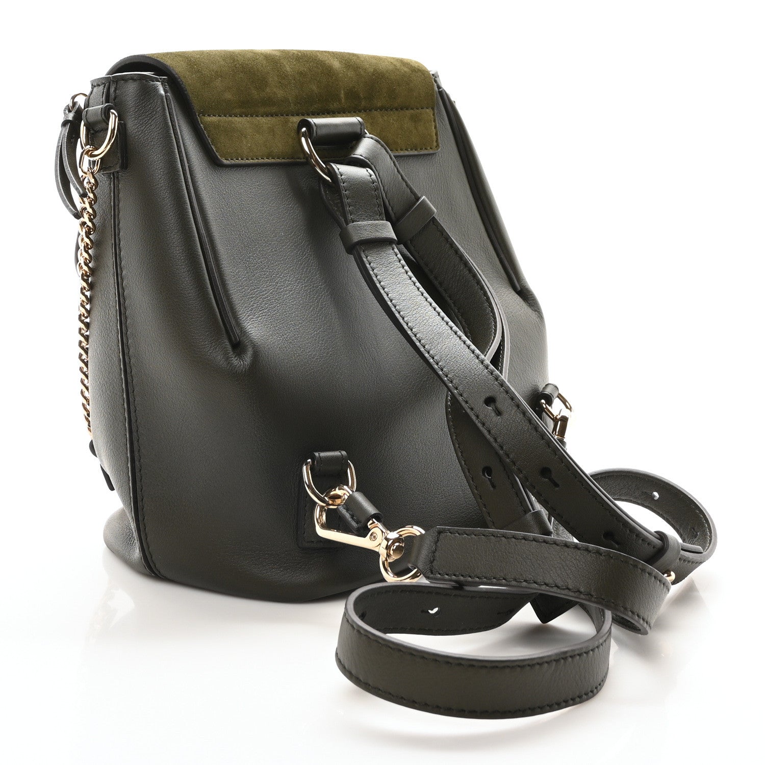 Suede Calfskin Small Faye Backpack Deep Forest