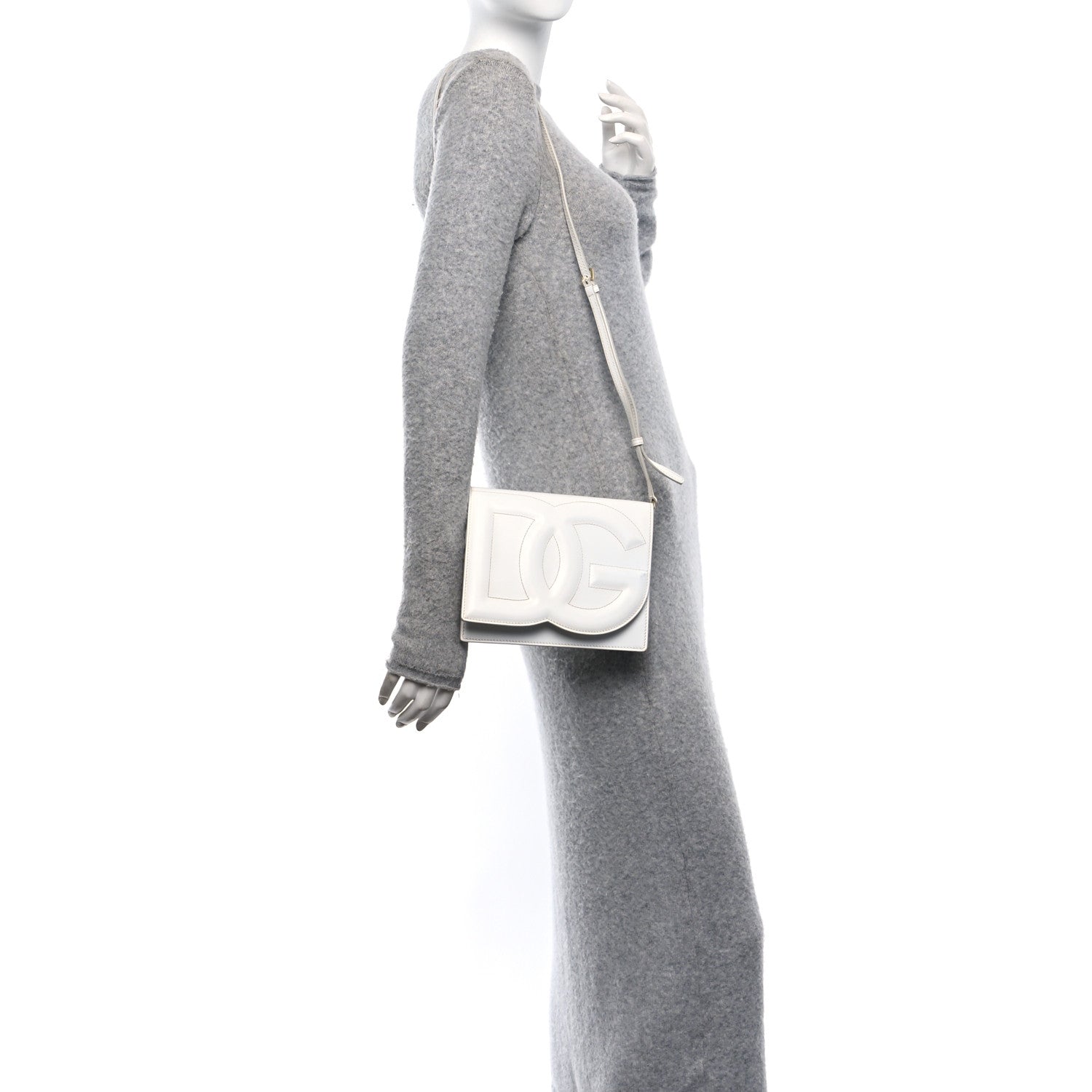 Calfskin DG Logo Flap Crossbody Bag White