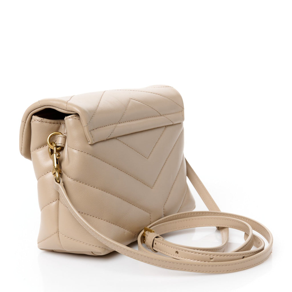 Calfskin Y Quilted Monogram Toy Loulou Crossbody Bag Dark Beige