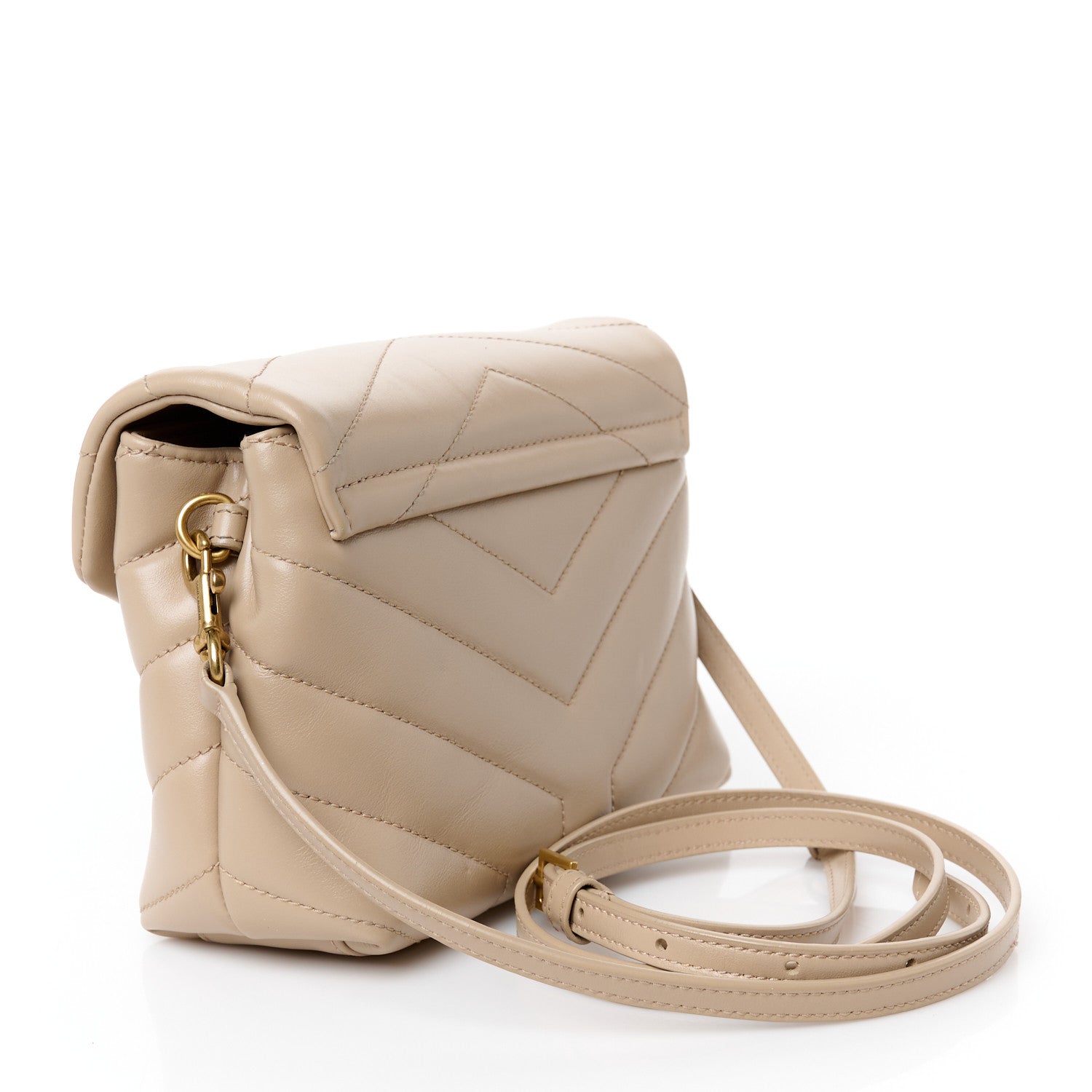 Calfskin Y Quilted Monogram Toy Loulou Crossbody Bag Dark Beige