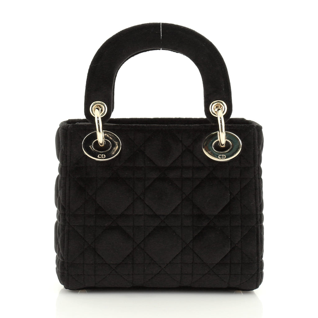 Lady Dior Chain Bag Cannage Quilt Velvet with Crystal Charms Mini