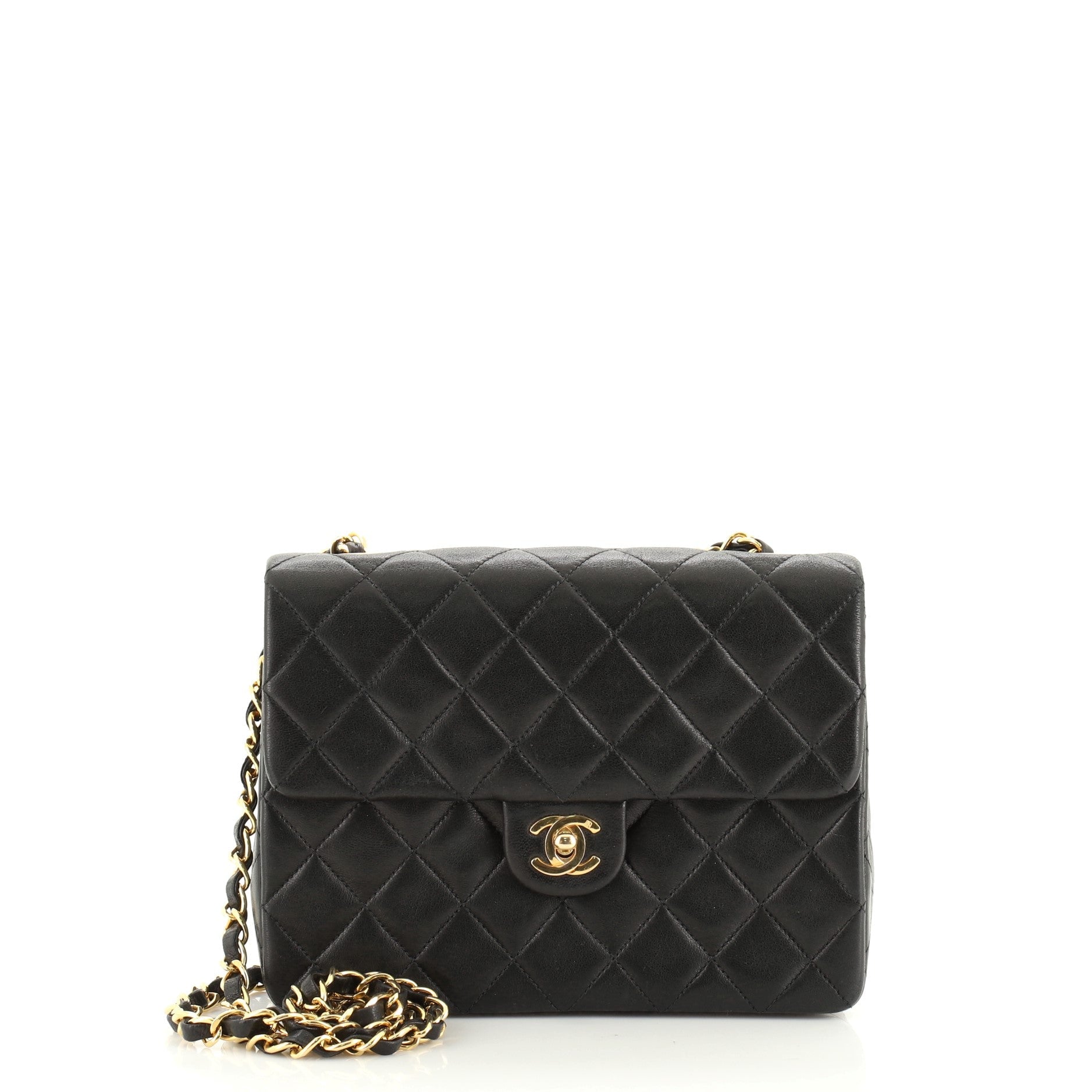 Vintage Square Classic Single Flap Bag Quilted Lambskin Mini