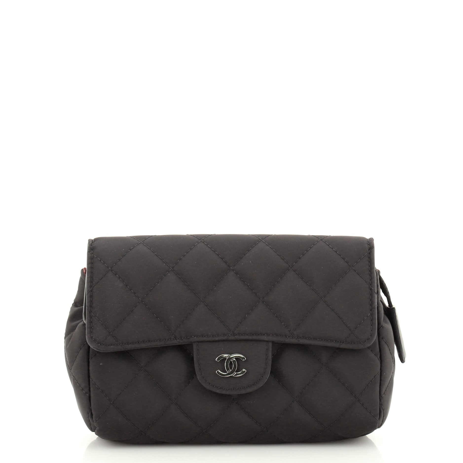 Flap Zip Cosmetic Case Quilted Nylon Small